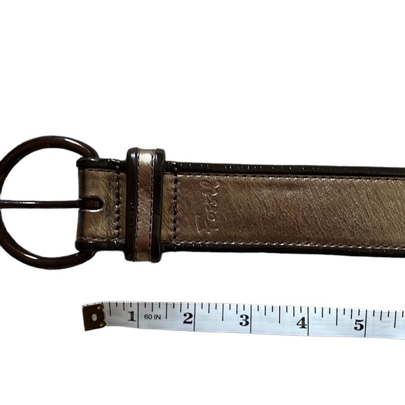 Fossil Genuine Leather Gold Metallic Brown Belt, Size Medium - Picture 8 of 11